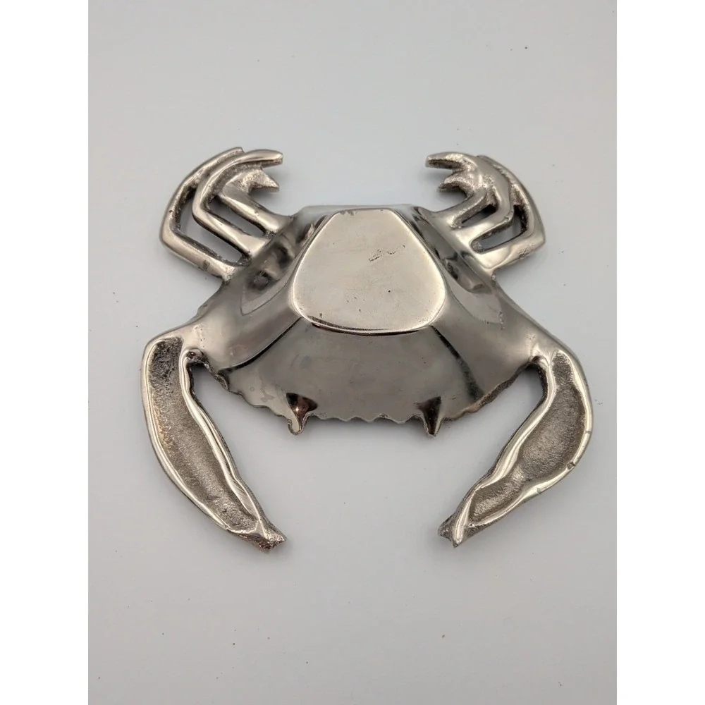 Vintage Cast Aluminum Crab Trinket Dish Bowl Coastal Nautical Catchall ~6